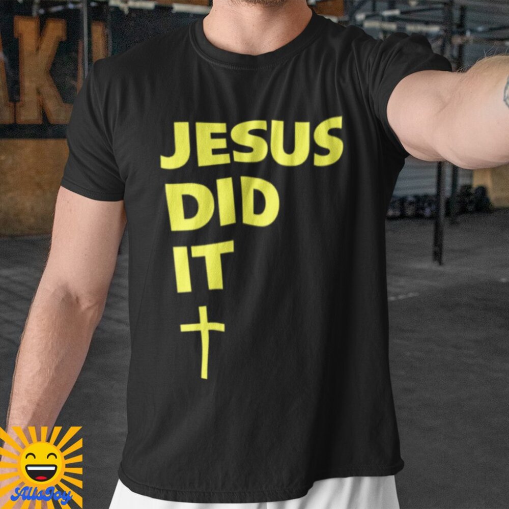 JESUS DID IT Bold Stack Graphic Tee Black T-Shirt